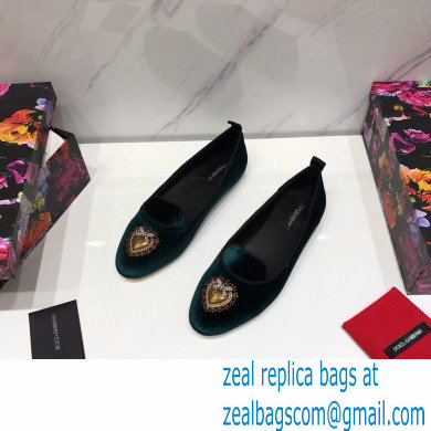 Dolce & Gabbana Velvet Devotion Loafers Slippers Dark Green 2021